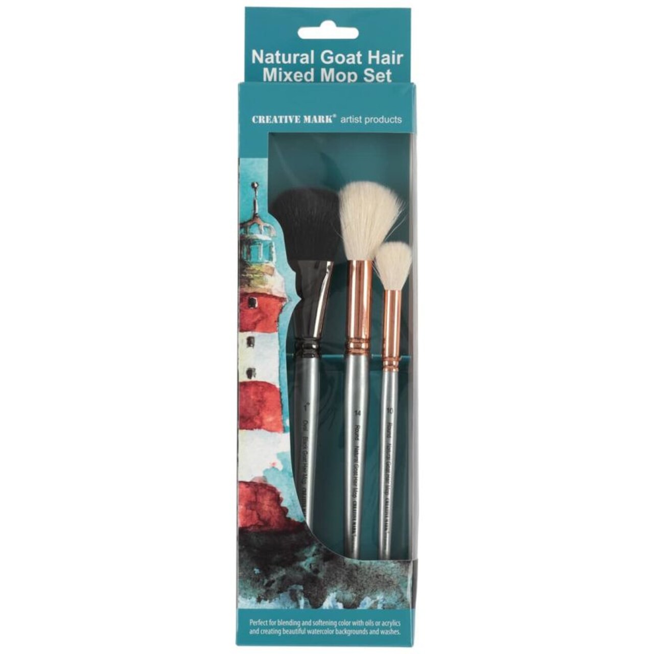 Creative Mark Natural White Goat Hair Mop Brushes - Paint Brushes for Acrylic  Painting, Oil, Watercolor and More
